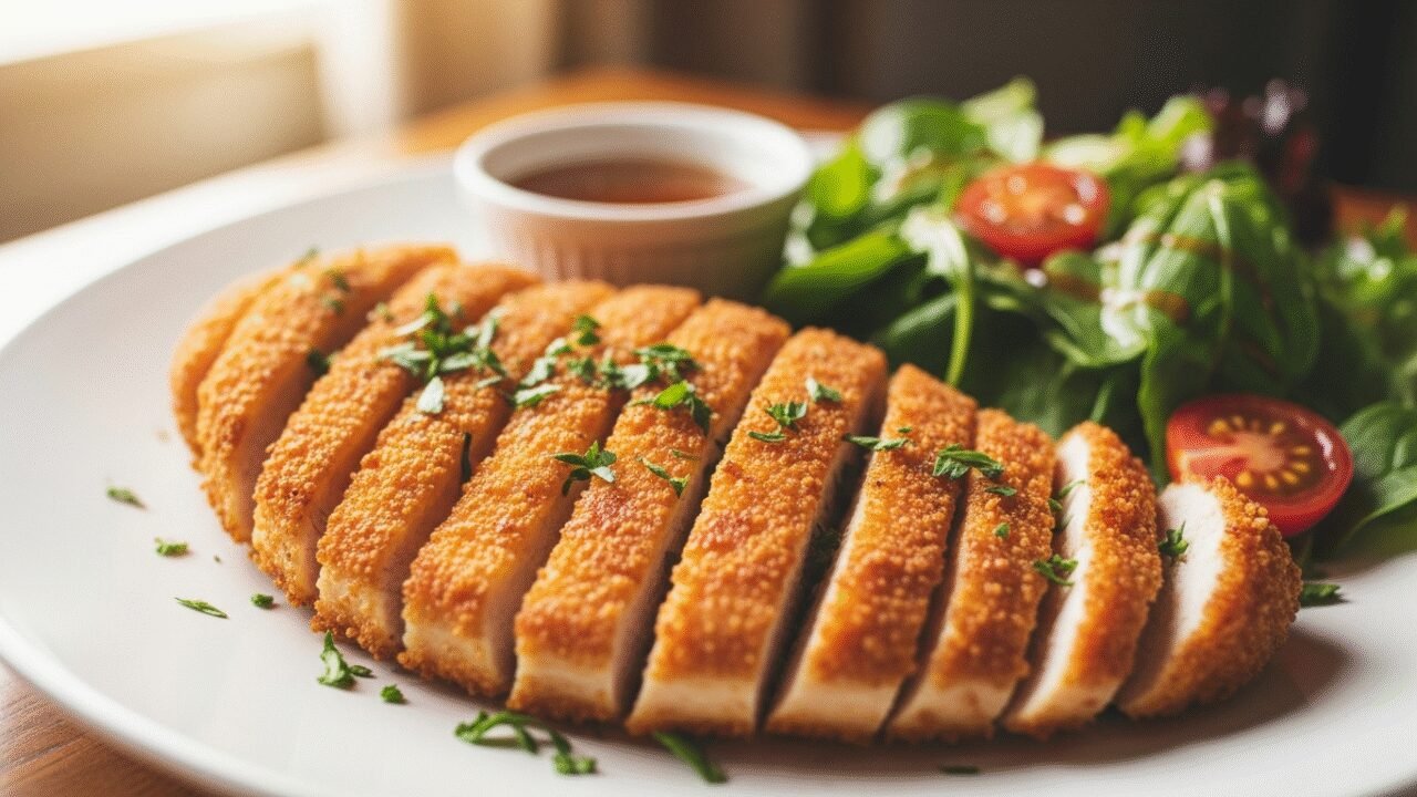 Air Fryer Thin Chicken Breast – Juicy, Quick & Delicious! - A realistic photo for blog post about: Air Fryer Thin Chicken Breast ready to serve